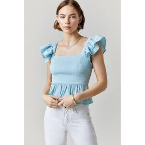 NWT Mi Ami from Francesca’s Jessie Bow Back Peplum Blouse Size XL